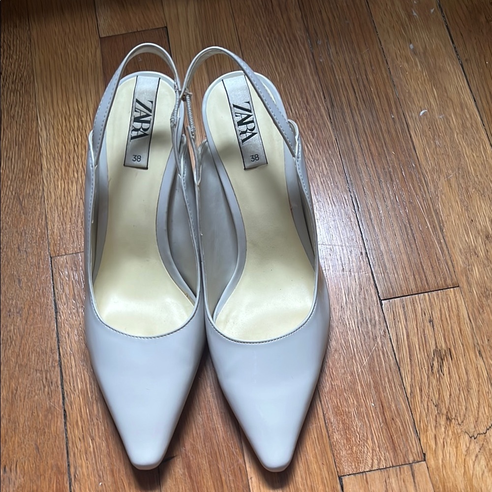 Zara White Elegant Heels